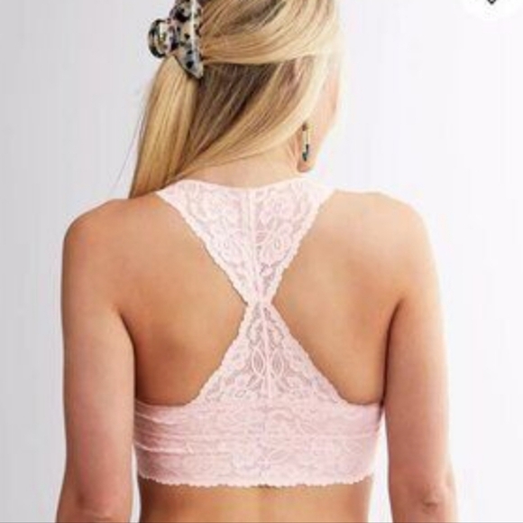 Small FREE PEOPLE Galloon Lace Racerback Bra Bundle Yellow - Picture 1 of 6